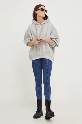 Zdjęcie produktu Answear Lab bluza damska kolor szary z kapturem gładka