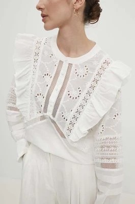 Zdjęcie produktu Answear Lab bluzka bawełniana damska kolor biały gładka