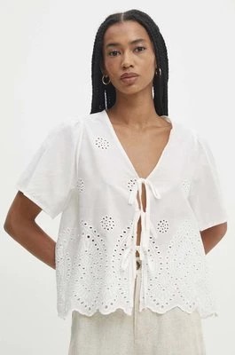 Zdjęcie produktu Answear Lab bluzka bawełniana damska kolor biały gładka