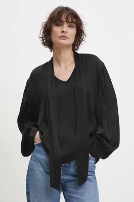 Zdjęcie produktu Answear Lab bluzka z jedwabiem kolor czarny gładka
