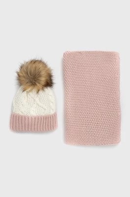 Zdjęcie produktu Answear Lab czapka i szalik kolor różowy