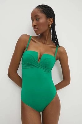Zdjęcie produktu Answear Lab jednoczęściowy strój kąpielowy kolor zielony usztywniona miseczka