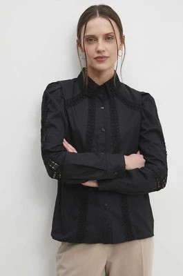Zdjęcie produktu Answear Lab koszula bawełniana damska kolor czarny regular z kołnierzykiem klasycznym