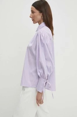 Zdjęcie produktu Answear Lab koszula bawełniana damska kolor fioletowy relaxed z kołnierzykiem klasycznym