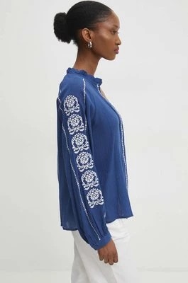 Zdjęcie produktu Answear Lab koszula bawełniana damska kolor niebieski regular ze stójką