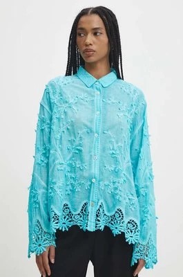Zdjęcie produktu Answear Lab koszula bawełniana damska kolor niebieski relaxed z kołnierzykiem klasycznym