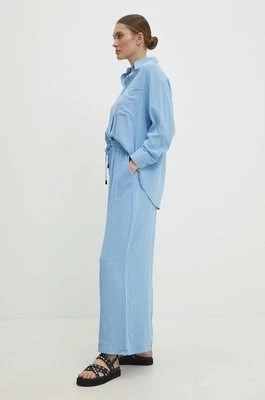 Zdjęcie produktu Answear Lab koszula i spodnie z lnem kolor niebieski