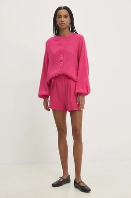Zdjęcie produktu Answear Lab koszula i szorty bawełniane kolor różowy