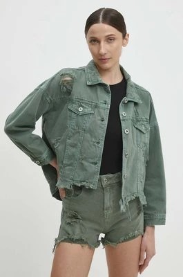 Zdjęcie produktu Answear Lab kurtka jeansowa damska kolor zielony przejściowa oversize