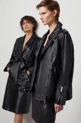 Zdjęcie produktu Answear Lab kurtka skórzana damska kolor czarny przejściowa
