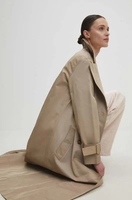 Zdjęcie produktu Answear Lab płaszcz bawełniany kolor brązowy przejściowy dwurzędowy