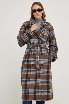 Zdjęcie produktu Answear Lab płaszcz damski kolor brązowy przejściowy oversize