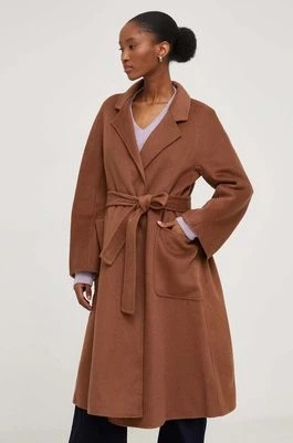 Zdjęcie produktu Answear Lab płaszcz wełniany kolor brązowy przejściowy bez podszewki