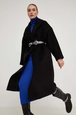 Zdjęcie produktu Answear Lab płaszcz wełniany kolor czarny oversize