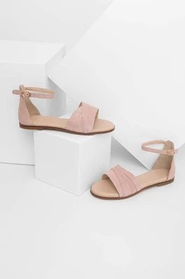 Zdjęcie produktu Answear Lab sandały zamszowe damskie kolor różowy