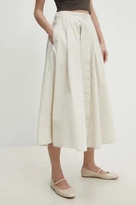 Zdjęcie produktu Answear Lab spódnica bawełniana kolor beżowy midi rozkloszowana