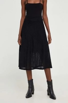 Zdjęcie produktu Answear Lab spódnica z domieszką wełny kolor czarny midi rozkloszowana