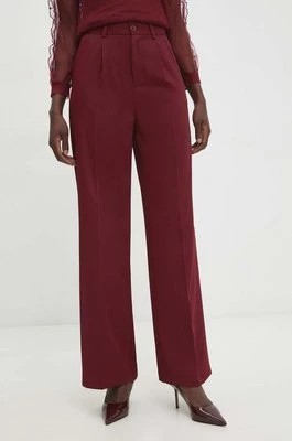 Zdjęcie produktu Answear Lab spodnie damskie kolor bordowy szerokie high waist