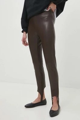 Zdjęcie produktu Answear Lab spodnie damskie kolor brązowy dopasowane high waist