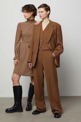 Zdjęcie produktu Answear Lab spodnie damskie kolor brązowy szerokie high waist