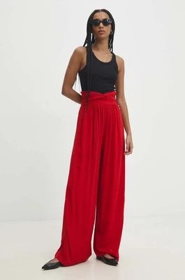 Zdjęcie produktu Answear Lab spodnie damskie kolor czerwony szerokie high waist