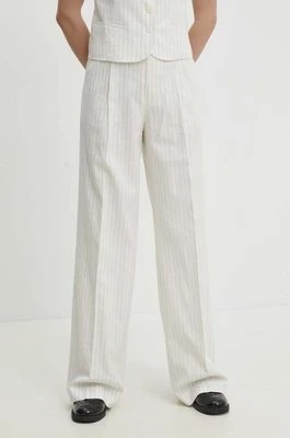 Zdjęcie produktu Answear Lab spodnie z domieszką lnu kolor biały szerokie high waist