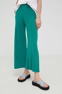Zdjęcie produktu Answear Lab spodnie z wełną damskie kolor zielony szerokie high waist