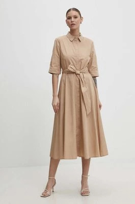 Zdjęcie produktu Answear Lab sukienka bawełniana kolor beżowy maxi rozkloszowana
