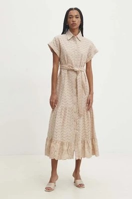 Zdjęcie produktu Answear Lab sukienka bawełniana kolor beżowy midi prosta