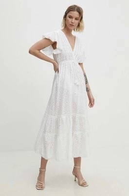 Zdjęcie produktu Answear Lab sukienka bawełniana kolor biały maxi rozkloszowana
