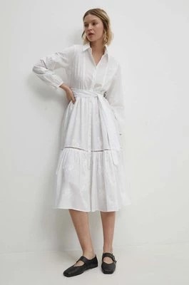 Zdjęcie produktu Answear Lab sukienka bawełniana kolor biały midi rozkloszowana