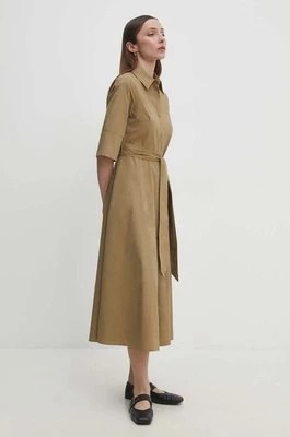 Zdjęcie produktu Answear Lab sukienka bawełniana kolor brązowy midi rozkloszowana