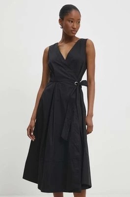 Zdjęcie produktu Answear Lab sukienka bawełniana kolor czarny midi rozkloszowana