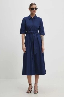 Zdjęcie produktu Answear Lab sukienka bawełniana kolor granatowy maxi rozkloszowana