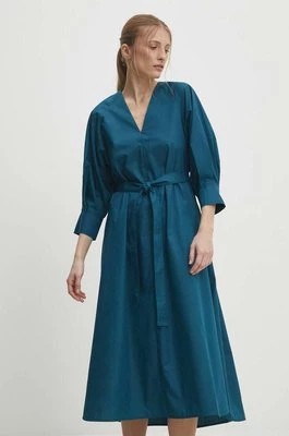 Zdjęcie produktu Answear Lab sukienka bawełniana kolor niebieski midi rozkloszowana