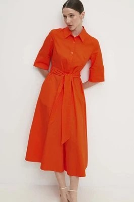 Zdjęcie produktu Answear Lab sukienka bawełniana kolor pomarańczowy midi rozkloszowana