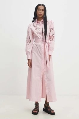Zdjęcie produktu Answear Lab sukienka bawełniana kolor różowy maxi rozkloszowana