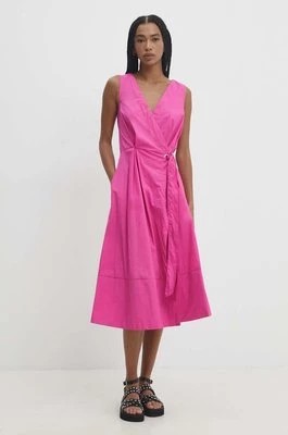 Zdjęcie produktu Answear Lab sukienka bawełniana kolor różowy midi rozkloszowana