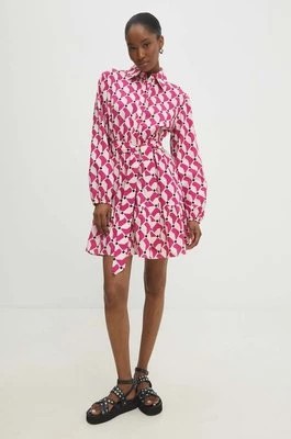 Zdjęcie produktu Answear Lab sukienka bawełniana kolor różowy mini rozkloszowana