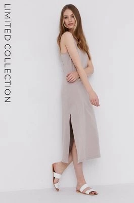 Zdjęcie produktu Answear Lab Sukienka ECO kolor beżowy midi prosta