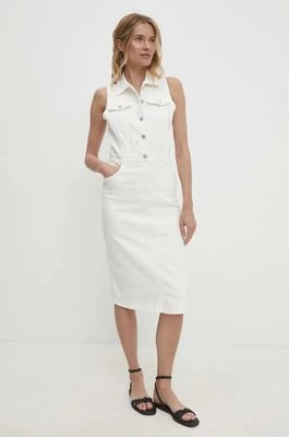 Zdjęcie produktu Answear Lab sukienka jeansowa kolor biały midi prosta