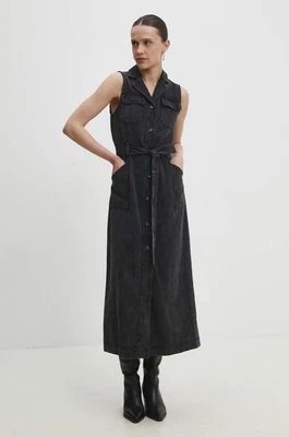Zdjęcie produktu Answear Lab sukienka jeansowa kolor czarny midi rozkloszowana