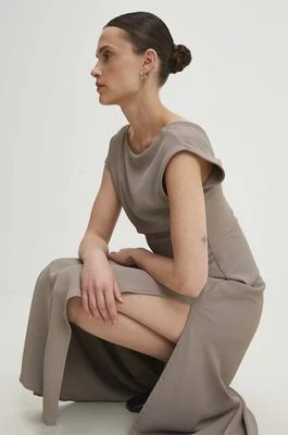 Zdjęcie produktu Answear Lab sukienka kolor beżowy maxi rozkloszowana