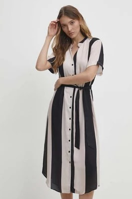 Zdjęcie produktu Answear Lab sukienka kolor beżowy midi prosta