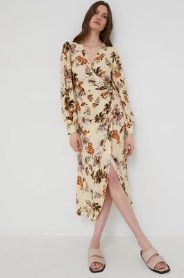 Zdjęcie produktu Answear Lab sukienka kolor beżowy midi rozkloszowana