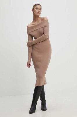 Zdjęcie produktu Answear Lab sukienka kolor beżowy mini dopasowana