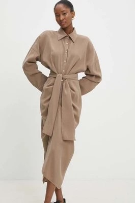 Zdjęcie produktu Answear Lab sukienka kolor brązowy midi prosta