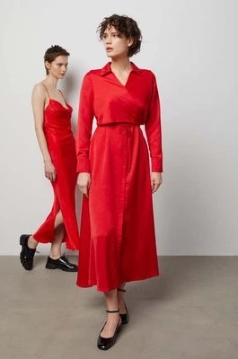 Zdjęcie produktu Answear Lab sukienka kolor czerwony maxi oversize