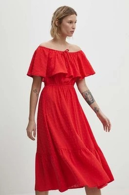 Zdjęcie produktu Answear Lab sukienka kolor czerwony midi rozkloszowana