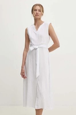 Zdjęcie produktu Answear Lab sukienka lniana kolor biały midi rozkloszowana